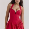 Coquette Scarlet halter midi-jurk