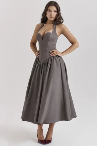 Coquette Smoke halter midi-jurk