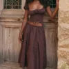 Cora rijkbruine midi-rok met plooien
