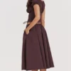 Cora rijkbruine midi-rok met plooien