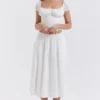 Cora witte midi-rok met plooien