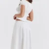 Cora witte midi-rok met plooien
