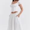 Cora witte midi-rok met plooien