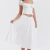 Cora witte midi-rok met plooien