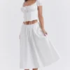Cora witte midi-rok met plooien