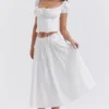 Cora witte midi-rok met plooien