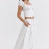 Cora witte midi-rok met plooien