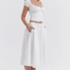 Cora witte midi-rok met plooien