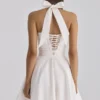 Cosette witte mini-halterjurk met broderie anglaise en katoen