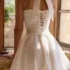 Cosette witte mini-halterjurk met broderie anglaise en katoen
