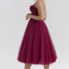 Countess Cabernet Tule Midi-jurk