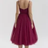 Countess Cabernet Tule Midi-jurk