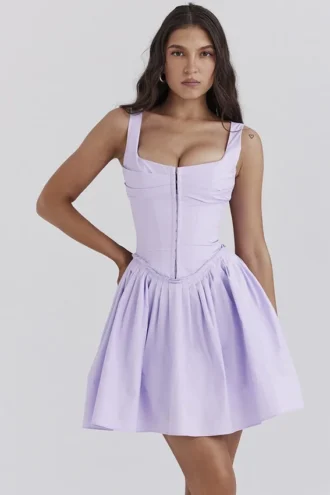 Cupid Orchid geplooide katoenen mini-jurk