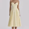 Dahlia Lemon katoenen midi-zomerjurk met prinsessensnit