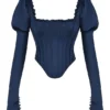 Dana marineblauw korset met pofmouwen