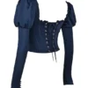 Dana marineblauw korset met pofmouwen
