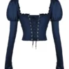 Dana marineblauw korset met pofmouwen