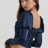 Dana marineblauw korset met pofmouwen
