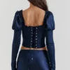 Dana marineblauw korset met pofmouwen