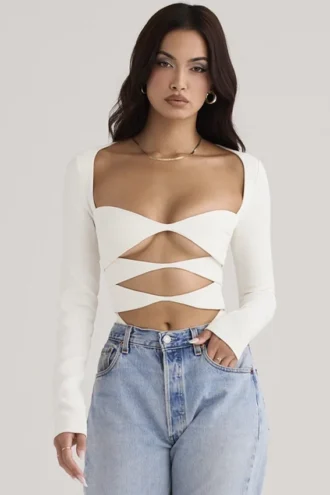 Danica witte Body’s met uitsnijdingen