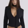 Danya Zwart Crêpe Zandloper Korsetten Top