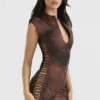 Daphne Antique Copper Lace-up Mini Jurk