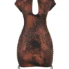 Daphne Antique Copper Lace-up Mini Jurk
