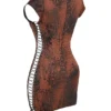 Daphne Antique Copper Lace-up Mini Jurk