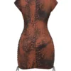 Daphne Antique Copper Lace-up Mini Jurk