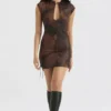 Daphne Antique Copper Lace-up Mini Jurk