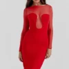 Darcy Scarlet Plunge Midi-jurk