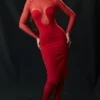 Darcy Scarlet Plunge Midi-jurk
