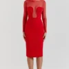 Darcy Scarlet Plunge Midi-jurk