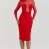 Darcy Scarlet Plunge Midi-jurk