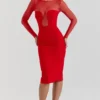 Darcy Scarlet Plunge Midi-jurk