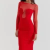 Darcy Scarlet Plunge Midi-jurk