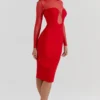 Darcy Scarlet Plunge Midi-jurk