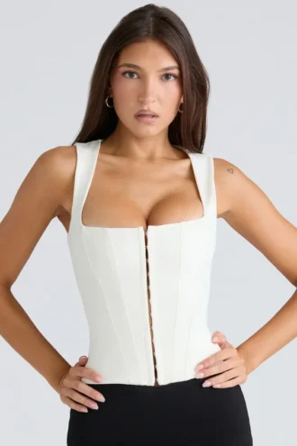 De Balconette Ivory Fitted Korsett Top