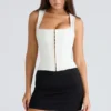 De Balconette Ivory Fitted Korsett Top