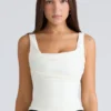 De Drape Neck Ivory Korsetten Top
