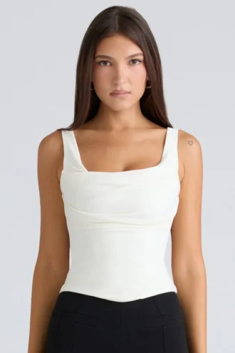 De Drape Neck Ivory Korsetten Top