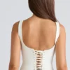 De Drape Neck Ivory Korsetten Top