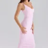 De Hourglass Baby Pink Midi Bandage Jurk