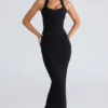 De Maxi Black Panelled Bodycon-rok