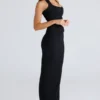 De Maxi Black Panelled Bodycon-rok
