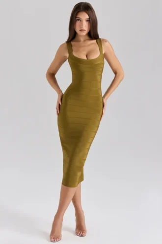 De OG Olive Midi Bandage Jurk