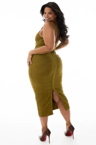 De OG Olive Midi Bandage Jurk