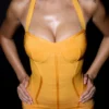 De Sculpt Orange Sherbet midi-bandagejurk