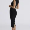 De Super Plunge zwarte bandage midi-jurk