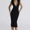 De Super Plunge zwarte bandage midi-jurk
